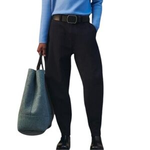 Zara Women's Balloon Fit Ankle Pants-High Waist Relaxed Fit-Dark Navy- Size XS